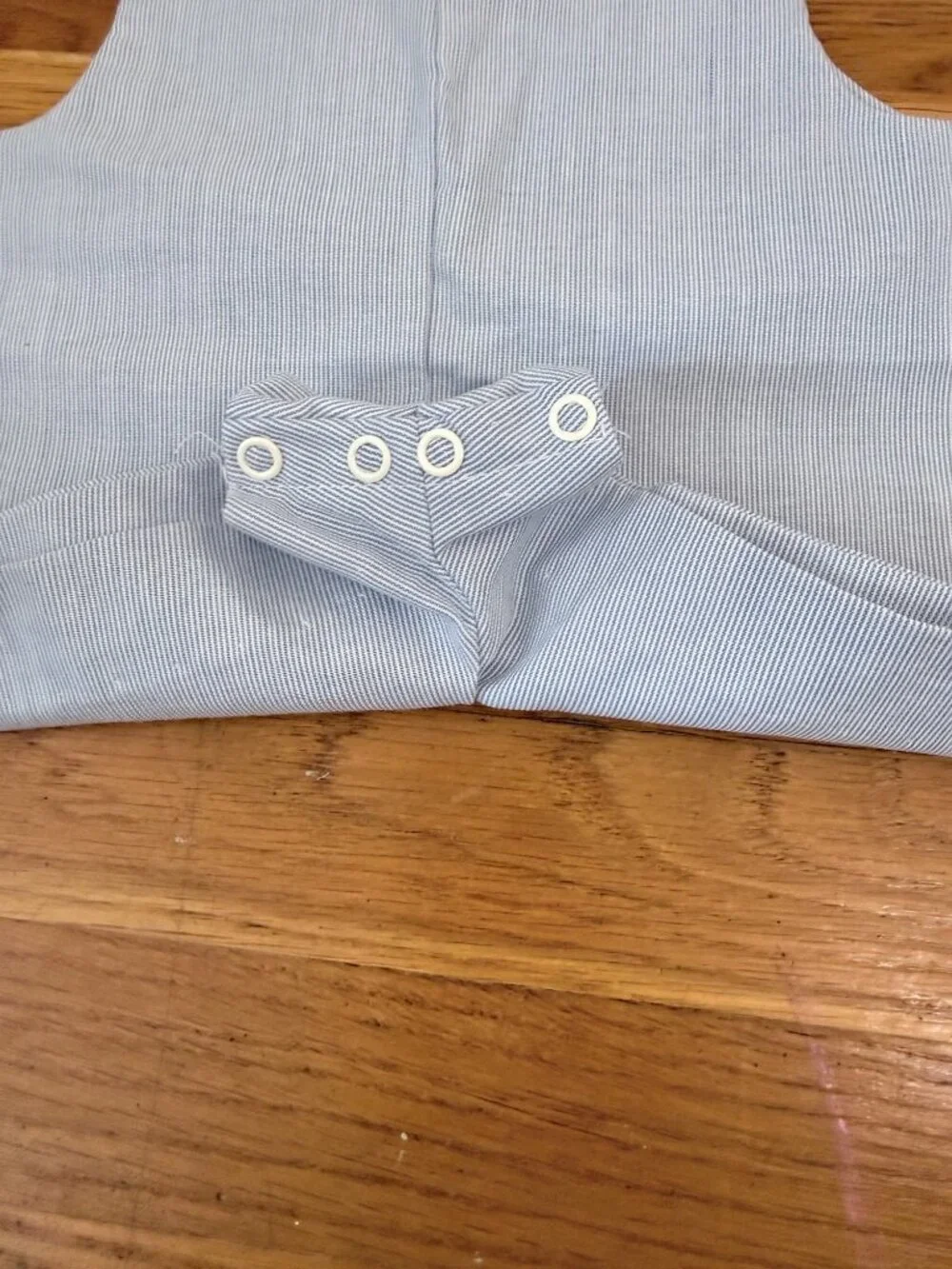 Vintage Bryan Baby Boy Seersucker Jon Jon Romper 3-6M Blue Stripe Tool Embroider